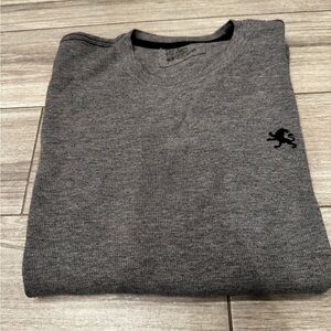 Express Men's Gray Waffle-Knit Pullover Sweater Crew Neck Long Sleeve Size M